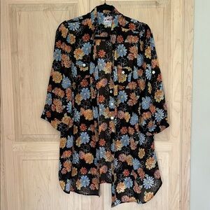 Roper Black Floral Shirt